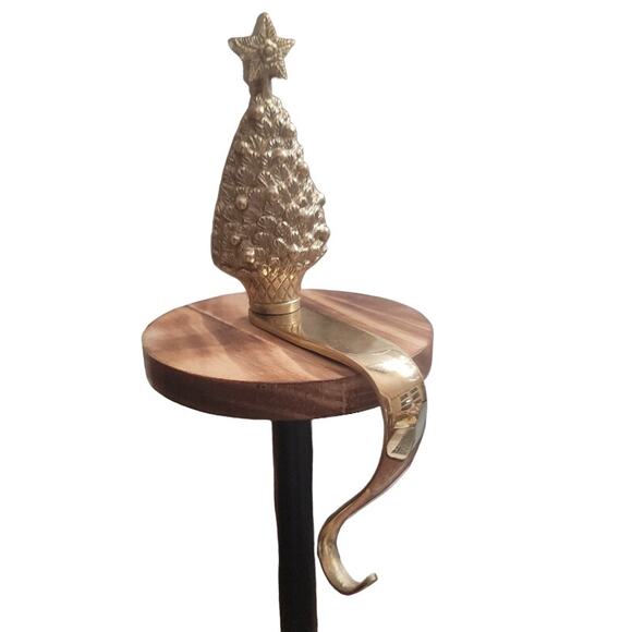 Kurt Adler Brass Christmas Tree Stocking Hanger Holder - Picture 1 of 8